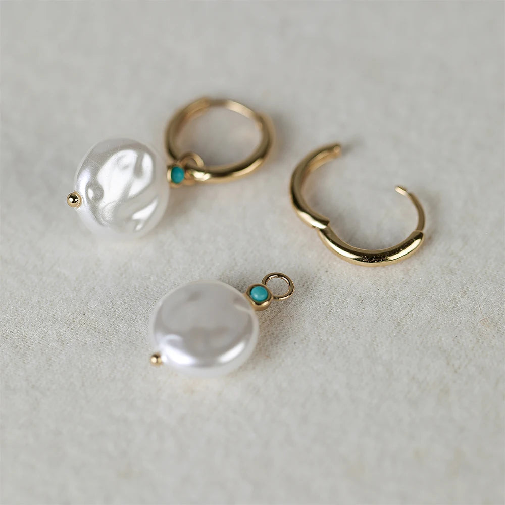 AIDE 925 Sterling Silver Vintage Baroque Pearl Circle Ear Buckles Piercing Huggie Earring For Women Jewelry Brinco Bijou Joyero