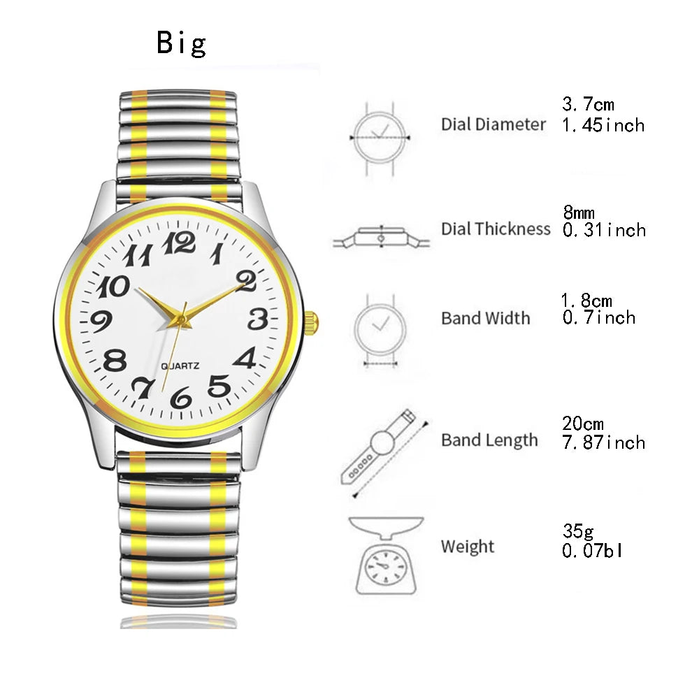 New Fashion Personality Style Women Watch Casual Quartz Watch Elastic Elastic Band Classic Digital Scale Wristwatches Men Watch