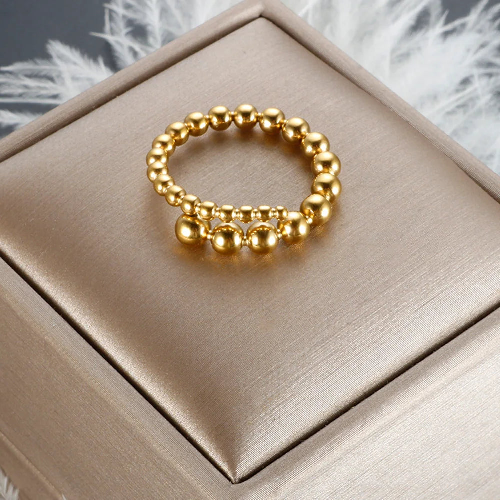 Dainty Stainless Steel Beads Stackable Ring for Women Girl Statement  Minimalist New Fashion Wholesales Jewelry Gift