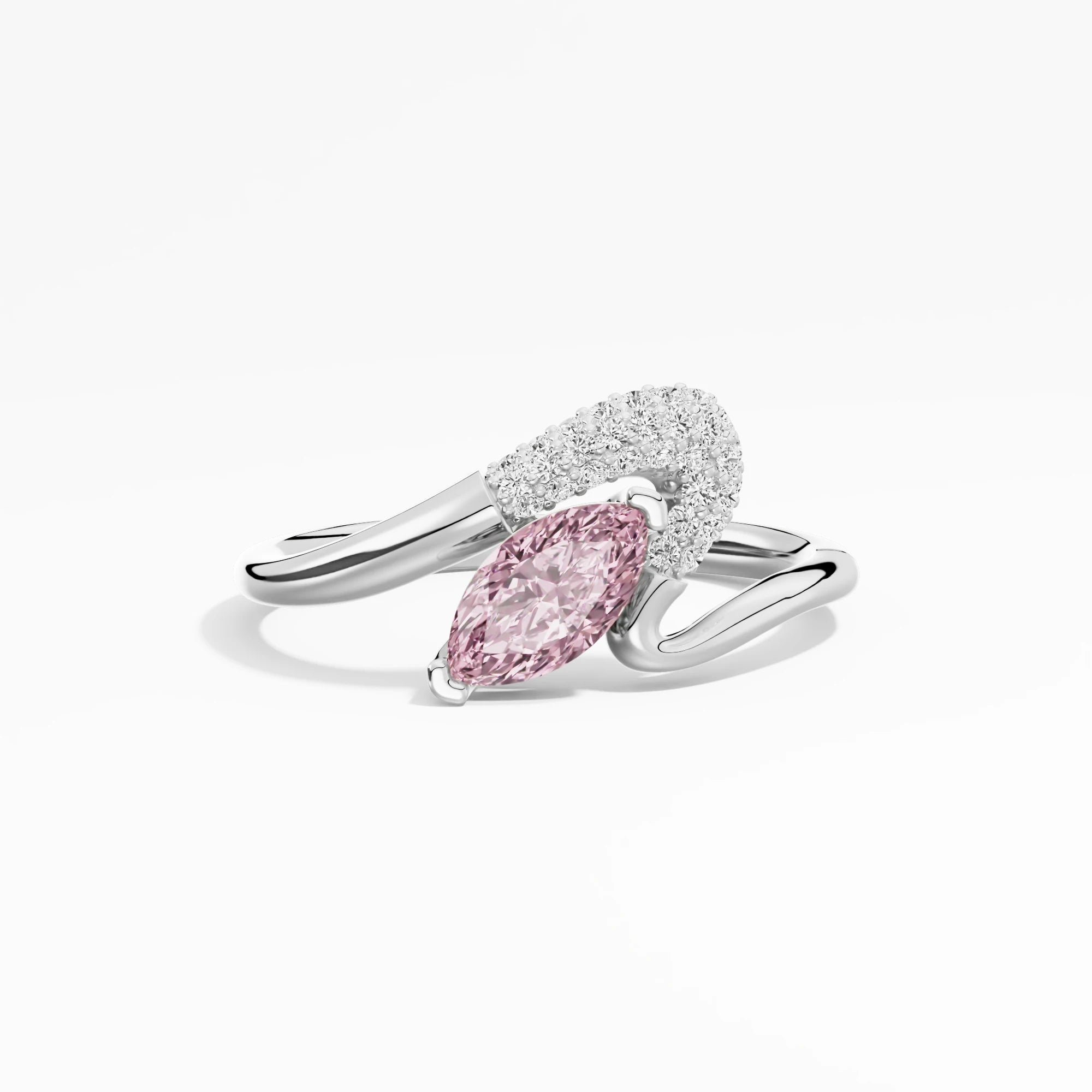 Wholesale Pink Marquise White Moissanite Classic Prong Set Certified Eternity Band Ring 0.69 Ctw Rhodium Plated B2B Bulk Orders