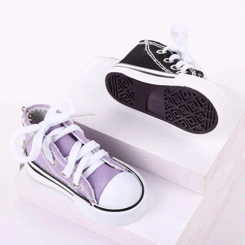 Mini High-top Canvas Shoes Keychains Women Creative Bag Hanging Sneaker Key Ring Car Key Holder Students Fun Gifts Accessories