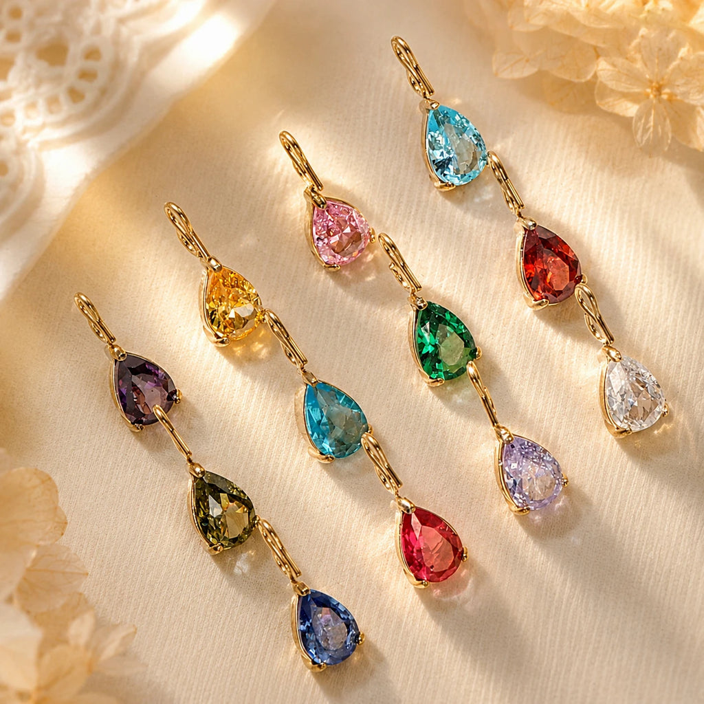 6MM Dainty Teardrop Crystal Pendant 14K Gold Plated Pear Cut CZ Charms for DIY Earring Necklace Jewelry Making Supplies