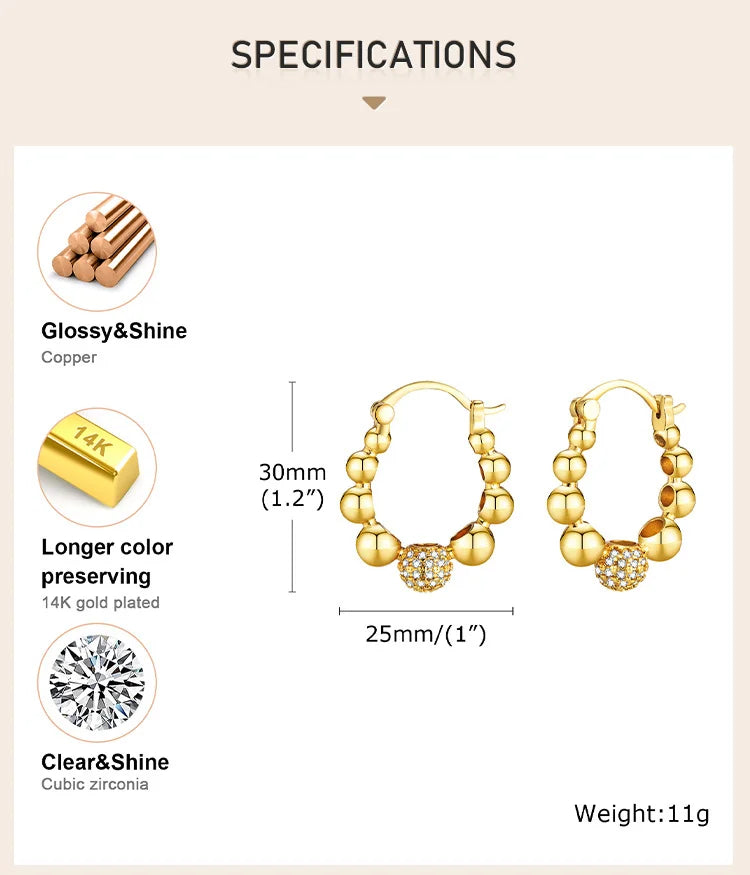 Chunky Huggies Hoop Earrings for Women, Statement Pave Cubic Zirconia Ear Jewelry Hypoallergenic