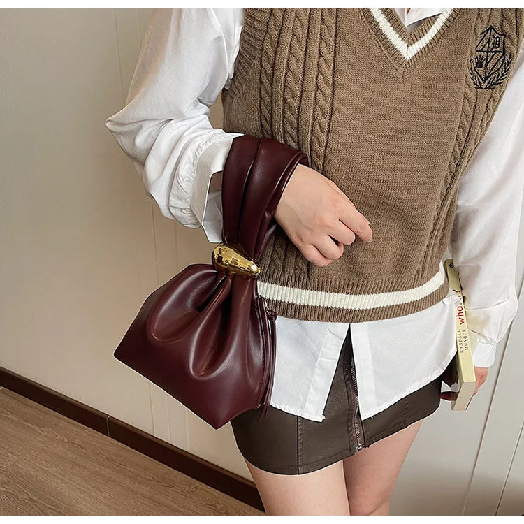 Personalized Soft Leather Clutch Bag Luxury Designer Women Pleated Mini Bucket Pouch Temperament Side Zipper Party Evening Bags
