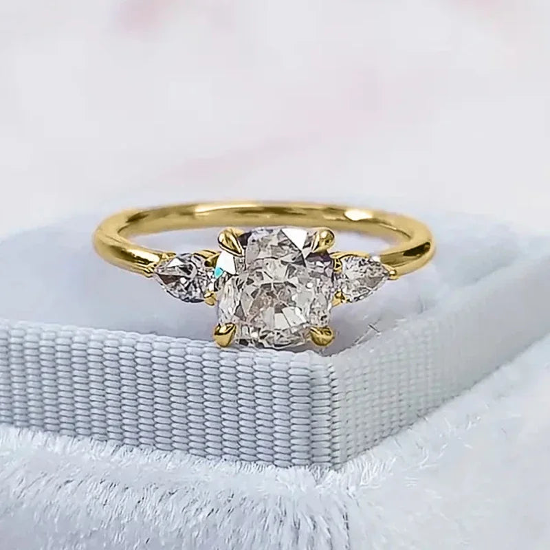 CAOSHI Stylish Luxury Bright Zirconia Rings for Women Fashion 3 Colors Available Finger Jewelry Lady Engagement Accessories Gift