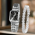 Simple and versatile square women's watch, Instagram-style steel band fashion quartz watch, trendy ladies' wristwatch
