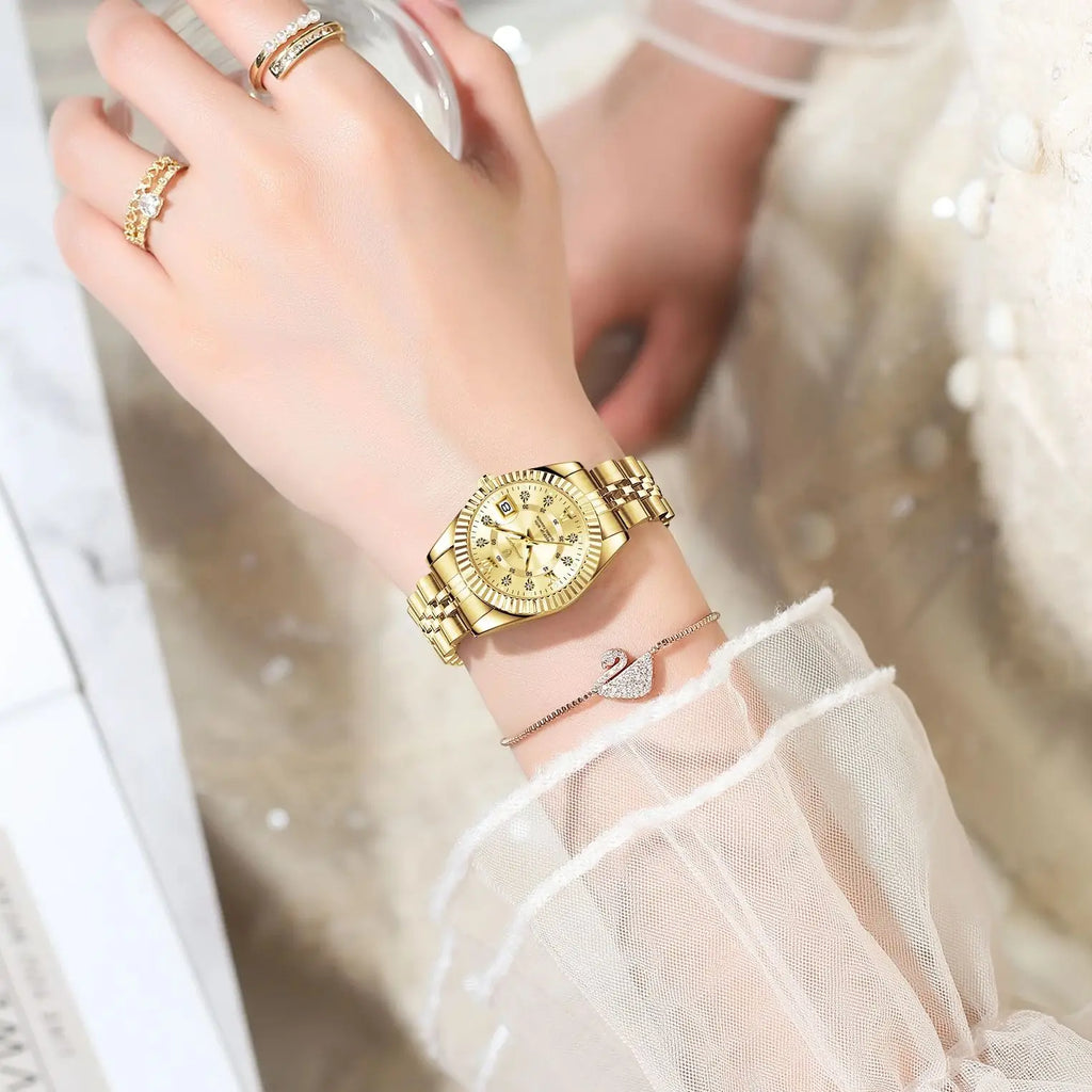 POEDAGAR Fashion Women's Wristwatch Waterproof Luminous Date Elegant Ladies Watches Stainless Steel Quartz Watch For Women Reloj