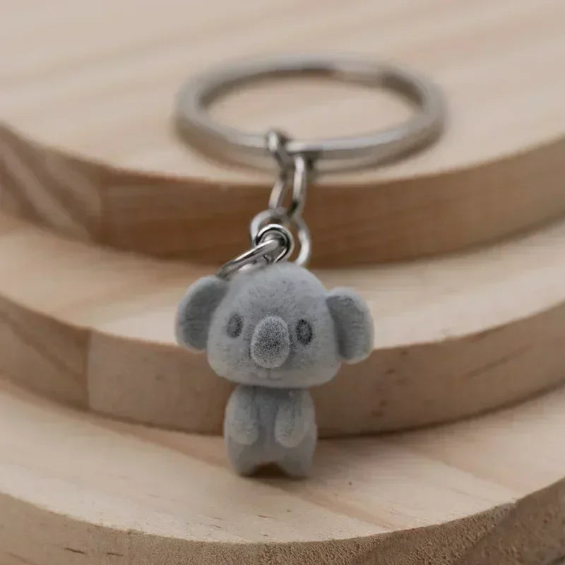 3D Cartoon Flocking Cats and Mouse Keychains Key Ring Animal Key Chains Gifts For Women Men Car Keys DIY Jewelry Kawaii Cat 2025