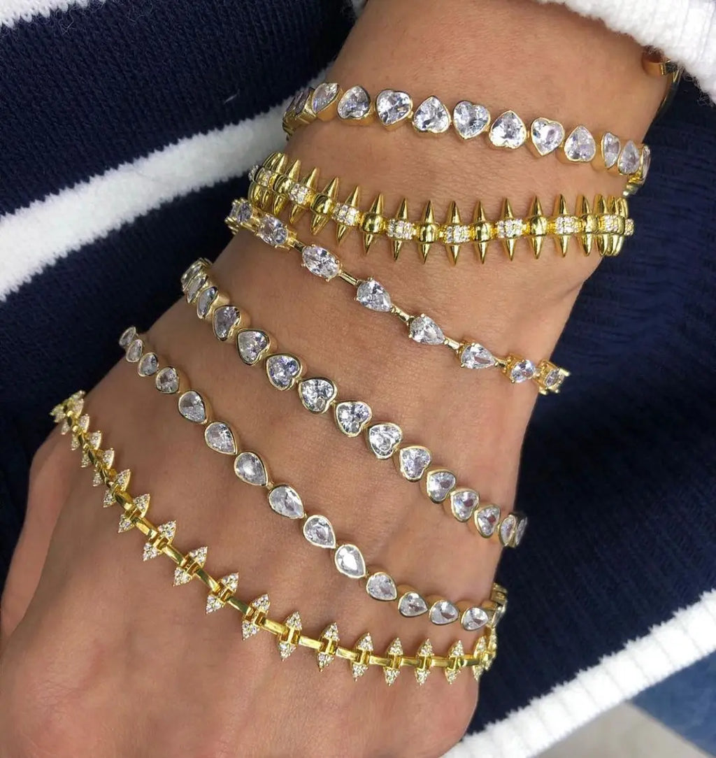 5A Cubic Zirconia CZ Tennis Bracelet 17CM 19CM Bezel Setting Simple Classic Women Girl Chain Jewelry