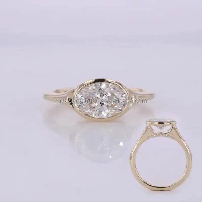 1.51CT Fancy Shapes Oval Cut Lab Grown Diamond Proposal Signet Ring 14K Gold Fine Engagement Party for Bride wedding Gift