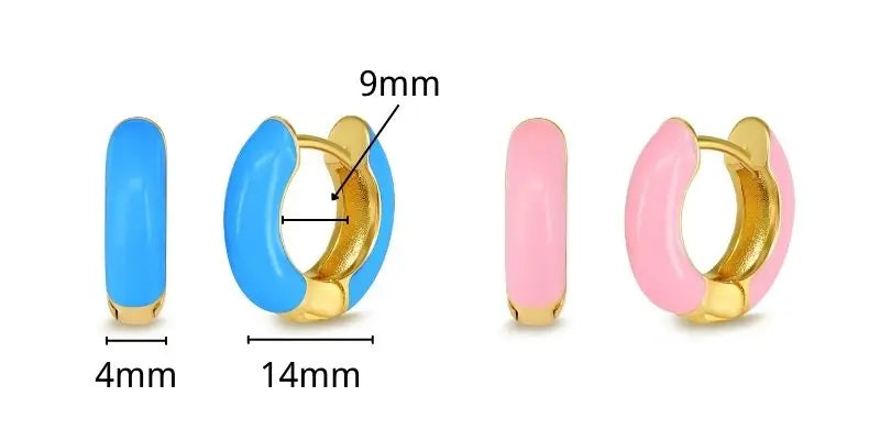 Multicolour Enamel Hoop Earrings for Women 925 Silver Needle Candy Color Huggie Earrings Trendy Party Girls Jewelry Gift