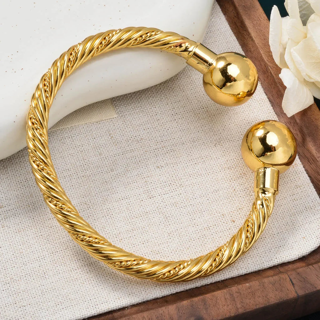 Diana Baby Jewelry on Hand 18K Gold Plated Bangle Women Jewelry Luxury Twist Charms African Cuban Dubai Birthday Gift Female