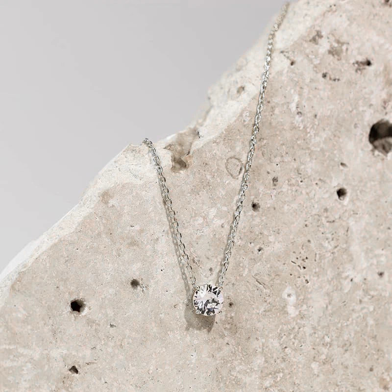 OXTAO Certified Moissanite Solitaire Necklace Necklace 5mm/4mm D Color VVS1 for Women 14K Gold Filled Four-claw Necklace Jewelry