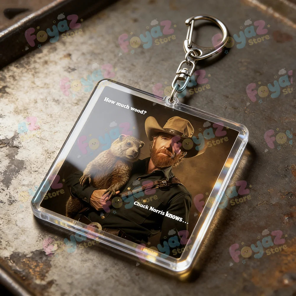 Funny Chuck Norris Actor Keychains for Accessories Bag Charm Meme Keyrings Jewelry Friends Birthday Gifts