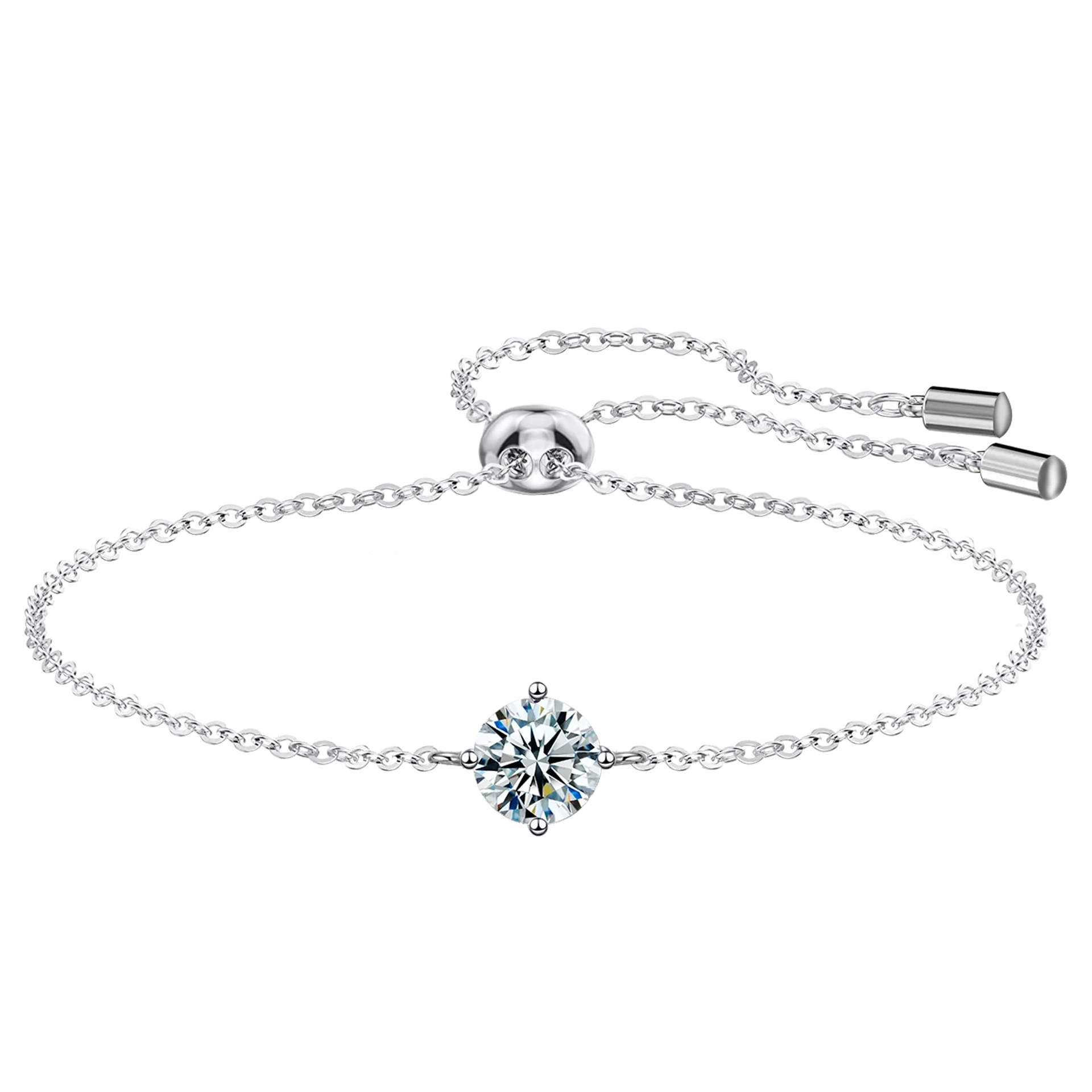 Certified 1CT Moissanite Solitaire Bracelets for Women Real Silver S925 Classic Lab Diamond Adjustable Wrist Chain Jewelry Men