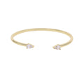 18K Gold Plated Geometric Fashion Women Jewelry 5A Sparking Tear Drop CZ Wrap Open Adjusted Cuff Bangle