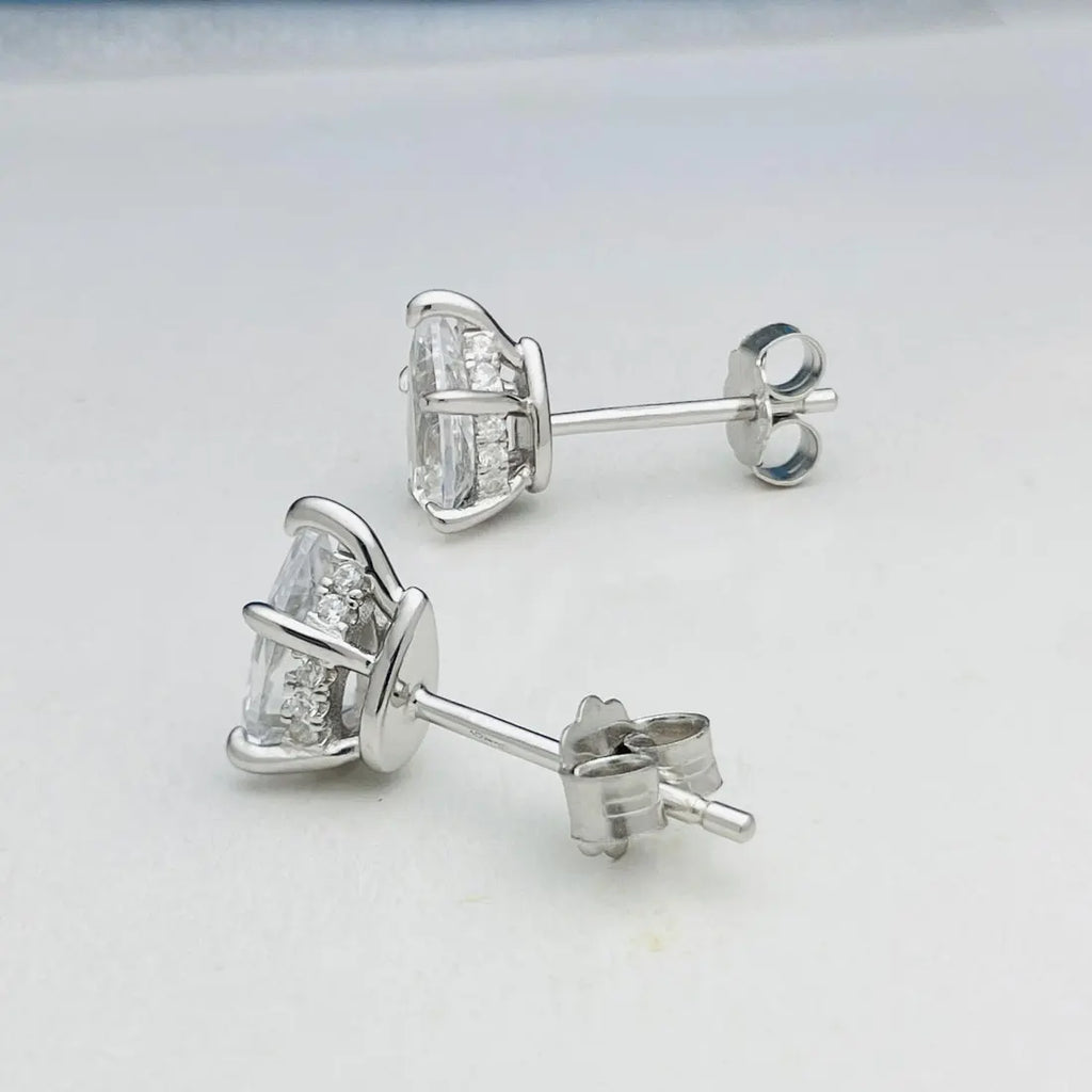DEZO Total 2.0cttw Pear Cut Moissanite Earring For Women Solid 925 Sterling Silver Stud Earrings VVS D Color GRA Certificate