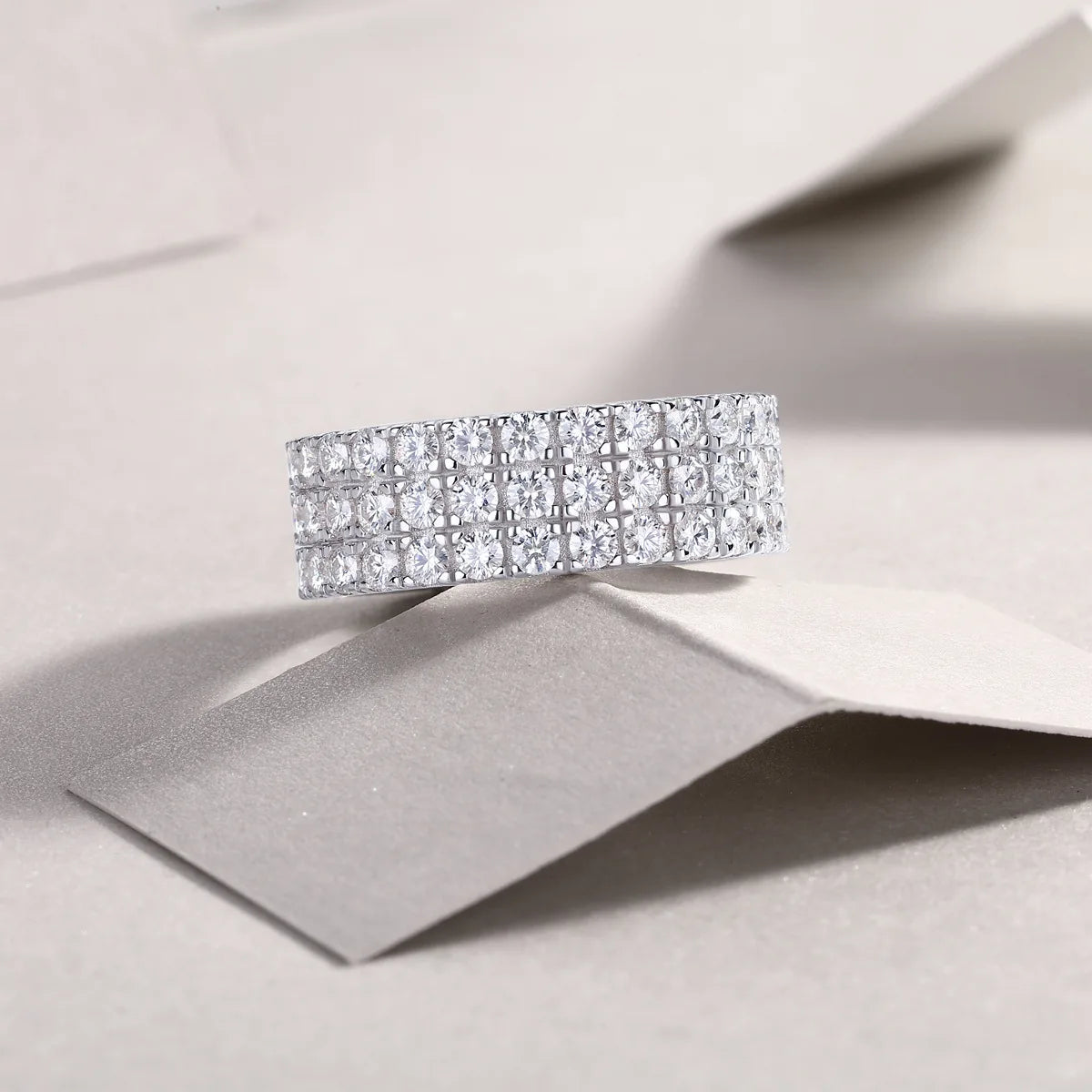 D Color Women Moissanite Ring s925 Silver Round Cut Moissanite Row Rings for Women Luxury Women Full Moissanite Ring