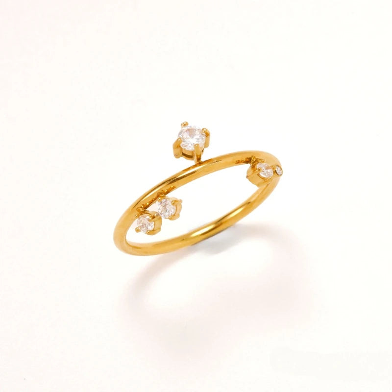 Dainty Scattered Zirconia Ring Unique Minimalist Elegant Stacking Gold Band Delicate Cluster Rings Trendy Minimalist Jewelry