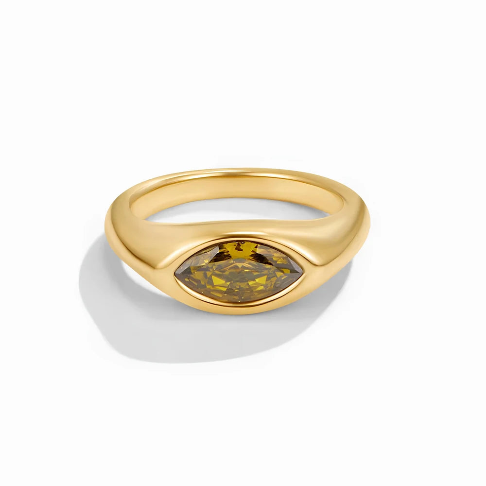 Women's Titanium Steel Marquise Cut Ring  4 Colors Korean Inspired Light Luxury Jewelry Hypoallergenic Stackable Dainty Ring
