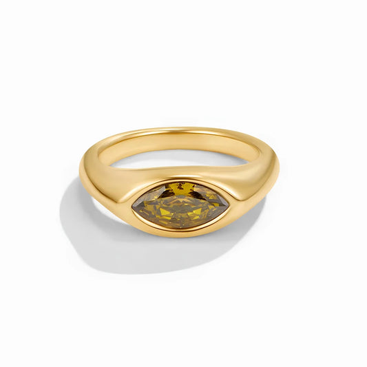 Women's Titanium Steel Marquise Cut Ring  4 Colors Korean Inspired Light Luxury Jewelry Hypoallergenic Stackable Dainty Ring