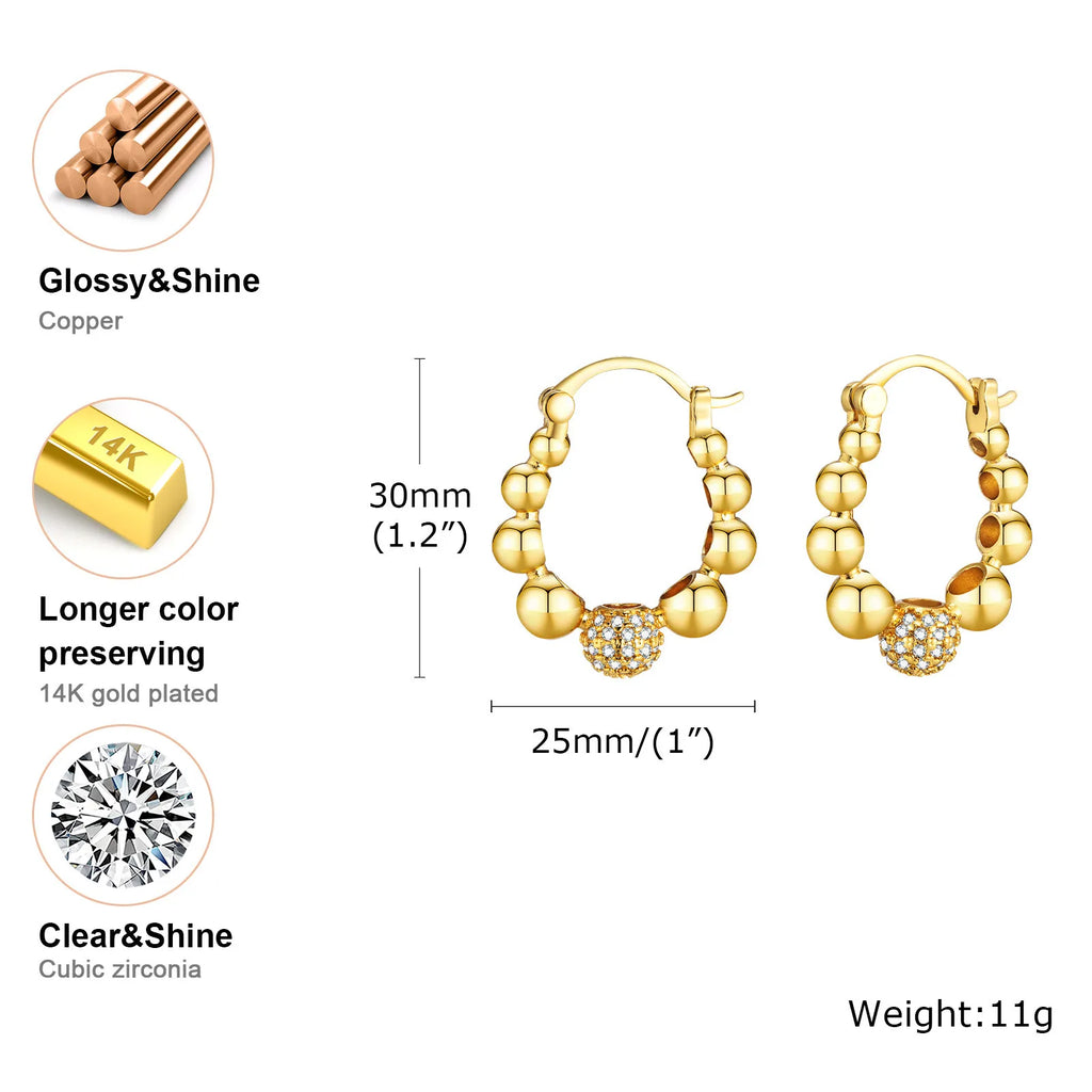 Chunky Huggies Hoop Earrings for Women, Statement Pave Cubic Zirconia Ear Jewelry Hypoallergenic