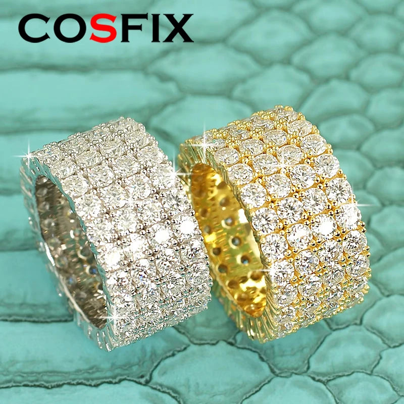 D Color Women Moissanite Ring s925 Silver Round Cut Moissanite Row Rings for Women Luxury Women Full Moissanite Ring