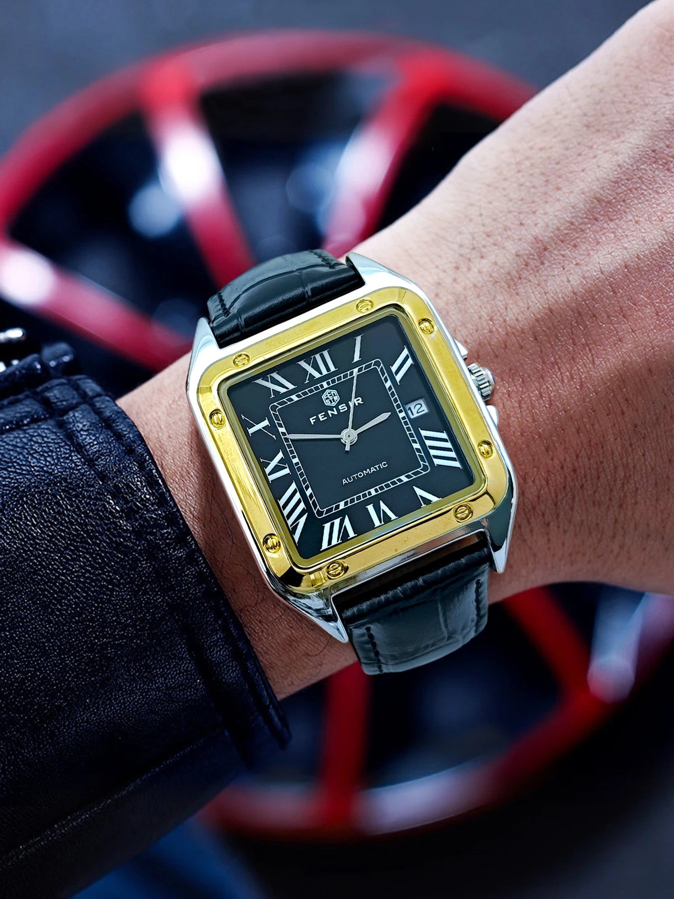 High-End Business Casual Men's Quartz Watch, Square Dial, Waterproof with Calendar Display, Leather Strap, European and American Style, Fashionable, Simple, Versatile and Handsome Men's Watch, Suitable for Various Occasions,