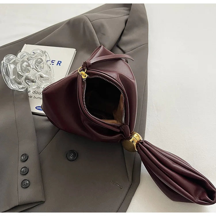 Personalized Soft Leather Clutch Bag Luxury Designer Women Pleated Mini Bucket Pouch Temperament Side Zipper Party Evening Bags
