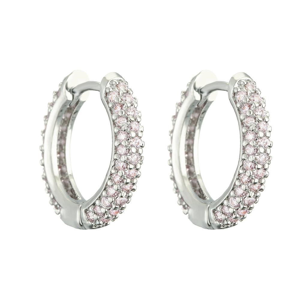 18K Gold Plated Brass Huggie Earrings with CZ Zircon Thin Ear Hoops Earring for Women Round Colorful Earring Piercing