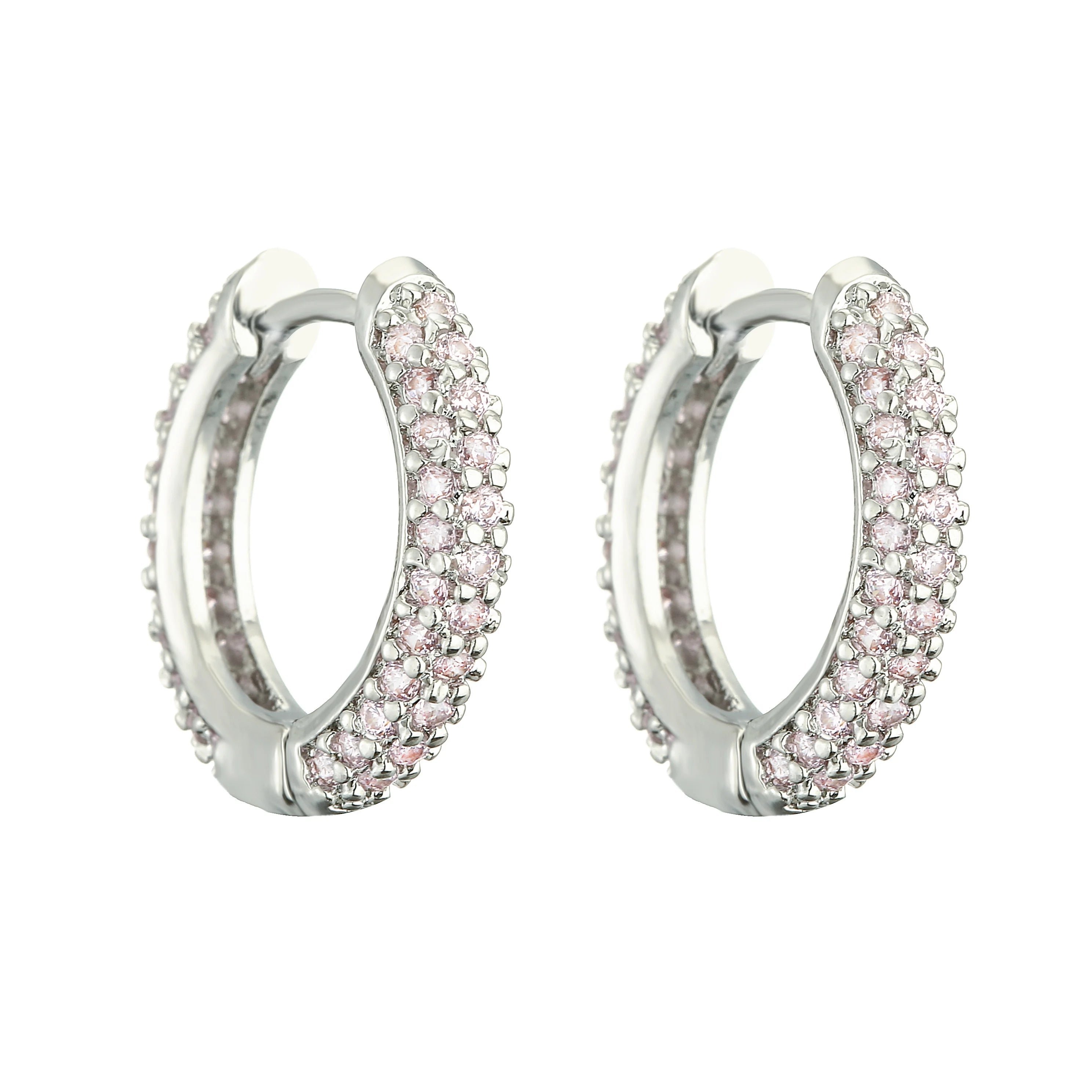 18K Gold Plated Brass Huggie Earrings with CZ Zircon Thin Ear Hoops Earring for Women Round Colorful Earring Piercing
