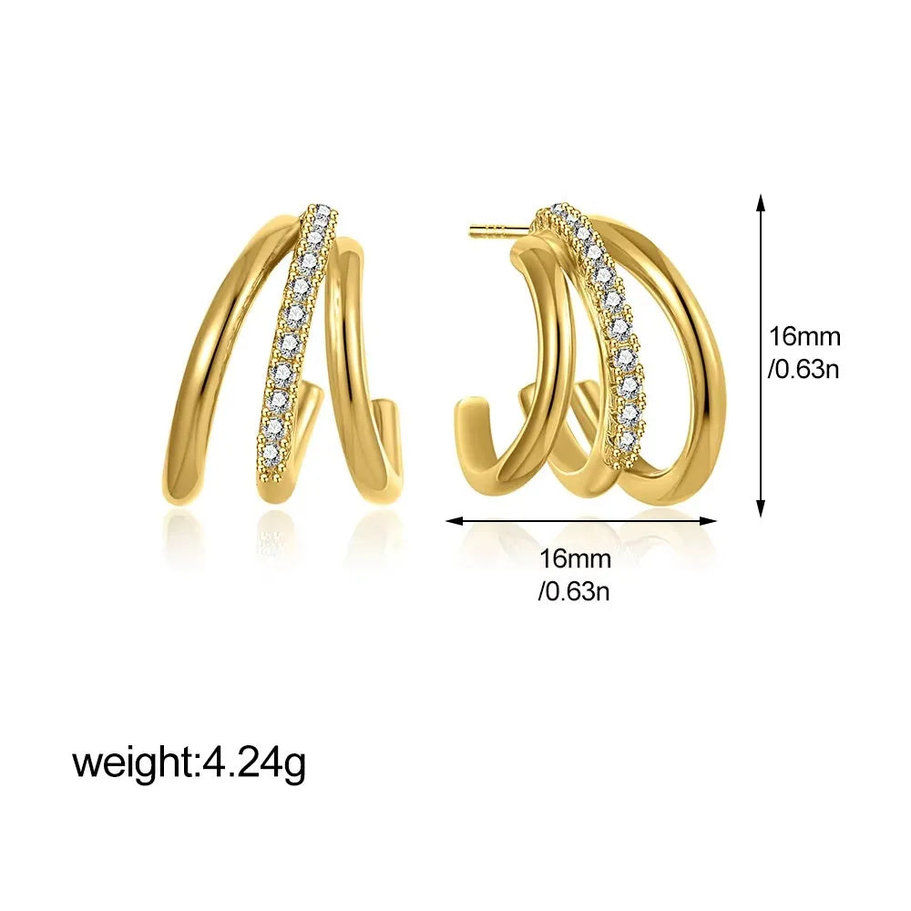 Stainless Steel Mix Color PVD Round Tube O-Shaped Hoop Earrings for Women Vintage Zircon Huggie Ear Ring Waterproof Jewelry Gift