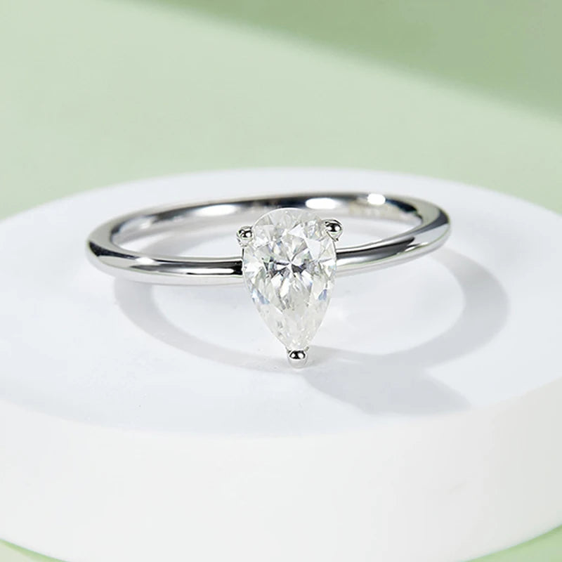TFGLBU Teardrop Moissanite Rings Oval Cut 1/2/3/4CT Real S925 Sterling Silver Jewelry For Wedding Engagement Ring With Certified