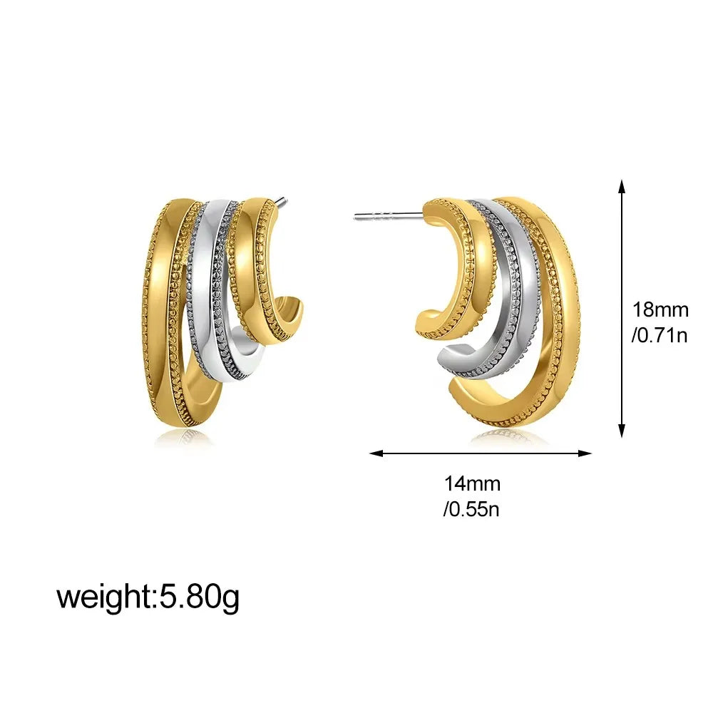 Stainless Steel Mix Color PVD Round Tube O-Shaped Hoop Earrings for Women Vintage Zircon Huggie Ear Ring Waterproof Jewelry Gift