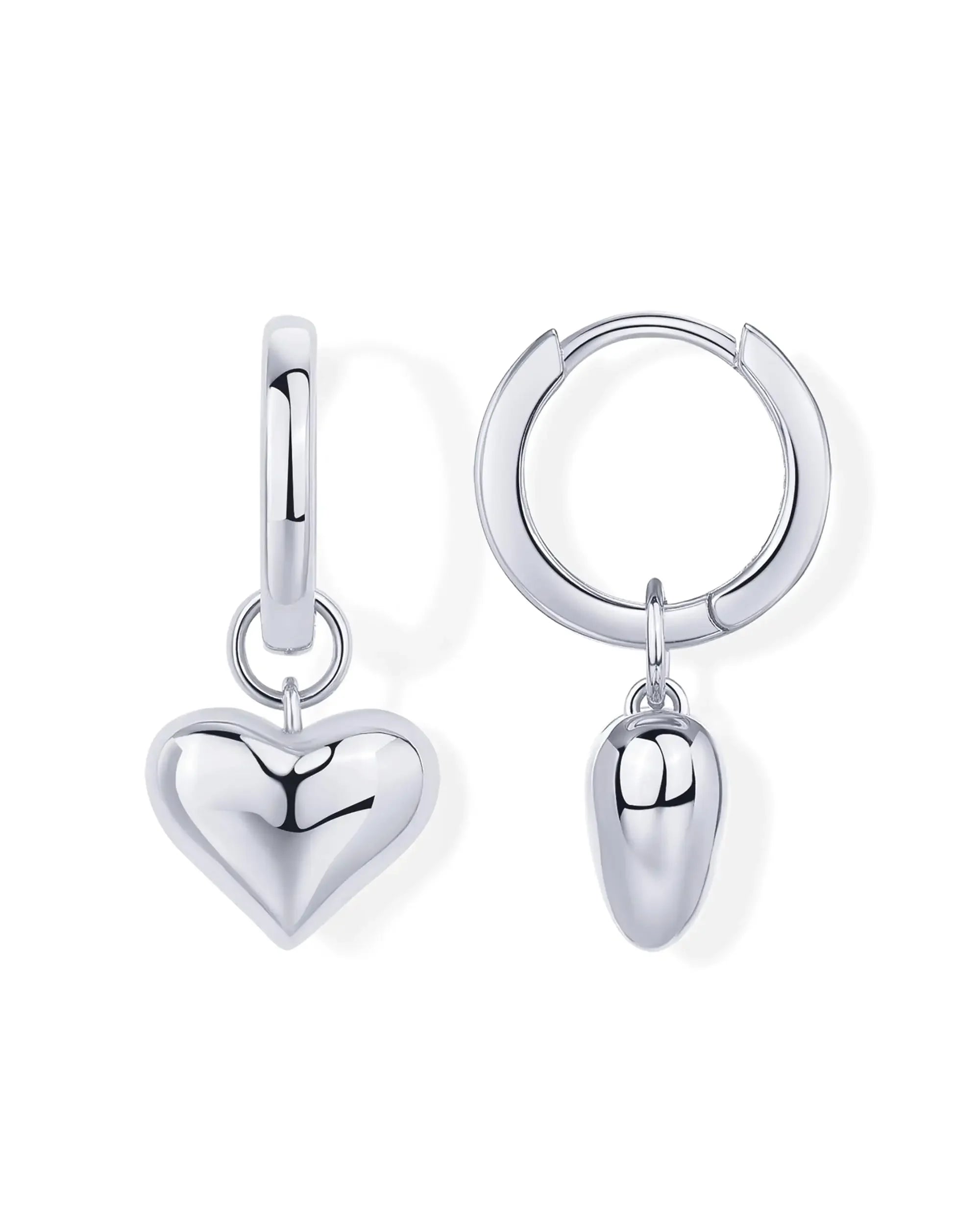 Women Heart Pendant Earrings Lady 14K Gold Plated Charm Huggie Hoops Earring With Sterling Silver Post Popular Jewelry