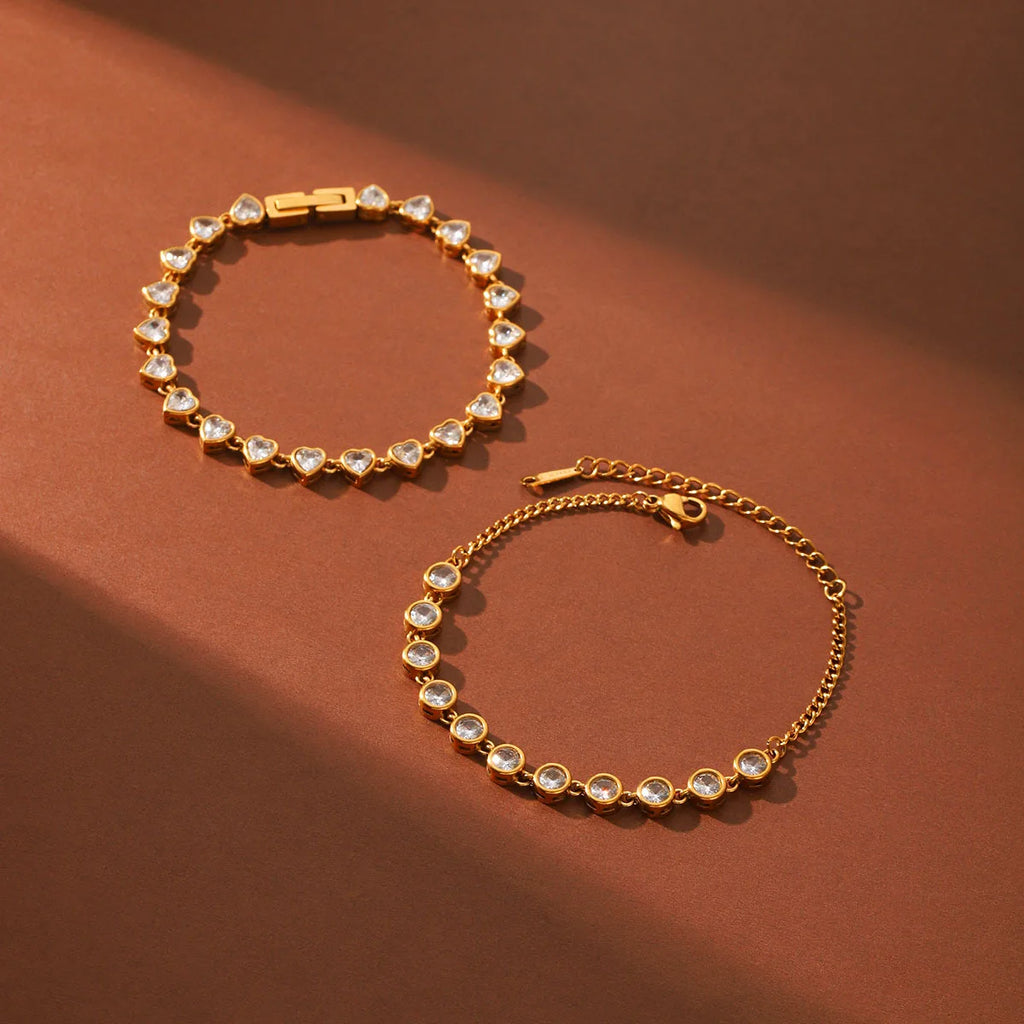 Ars Dainty Tennis Bracelet 18k Gold Plated Chain Bracelets Stainless Steel Bracelet Multi Zircon Bracelets Jewelry Gift for Her