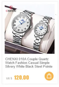 CHENXI 039 Couple Exquisite Watch Quartz Top Brand Luxury Fashion Stainless Steel Silver White Male and Female Couple Watch Gift