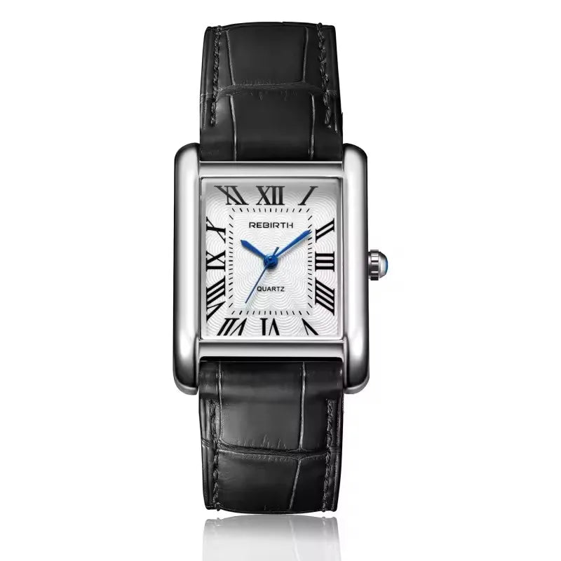 REBIRTH 002 Elegant Women's Quartz Watch Simple Square Dial Leather Strap Waterproof Women's Business Watches relojes de mujer