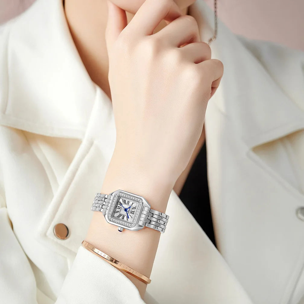 New Women Watch Light Luxury Brand Business Gold Stainless Steel Ladies Fashion Quartz Watches Female Clock Bracelet Wristwatch