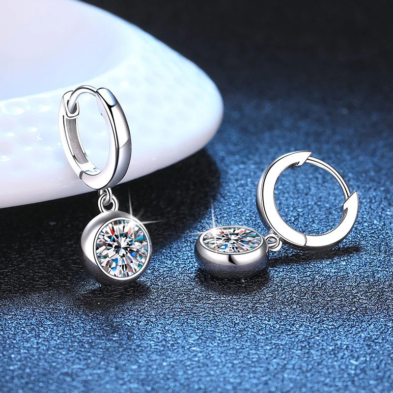 Modern Hoop Earrings for Women Real D Color Moissanite Dangle Huggie Drop Earrings Silver 925 Original Wedding Jewelry for Girl