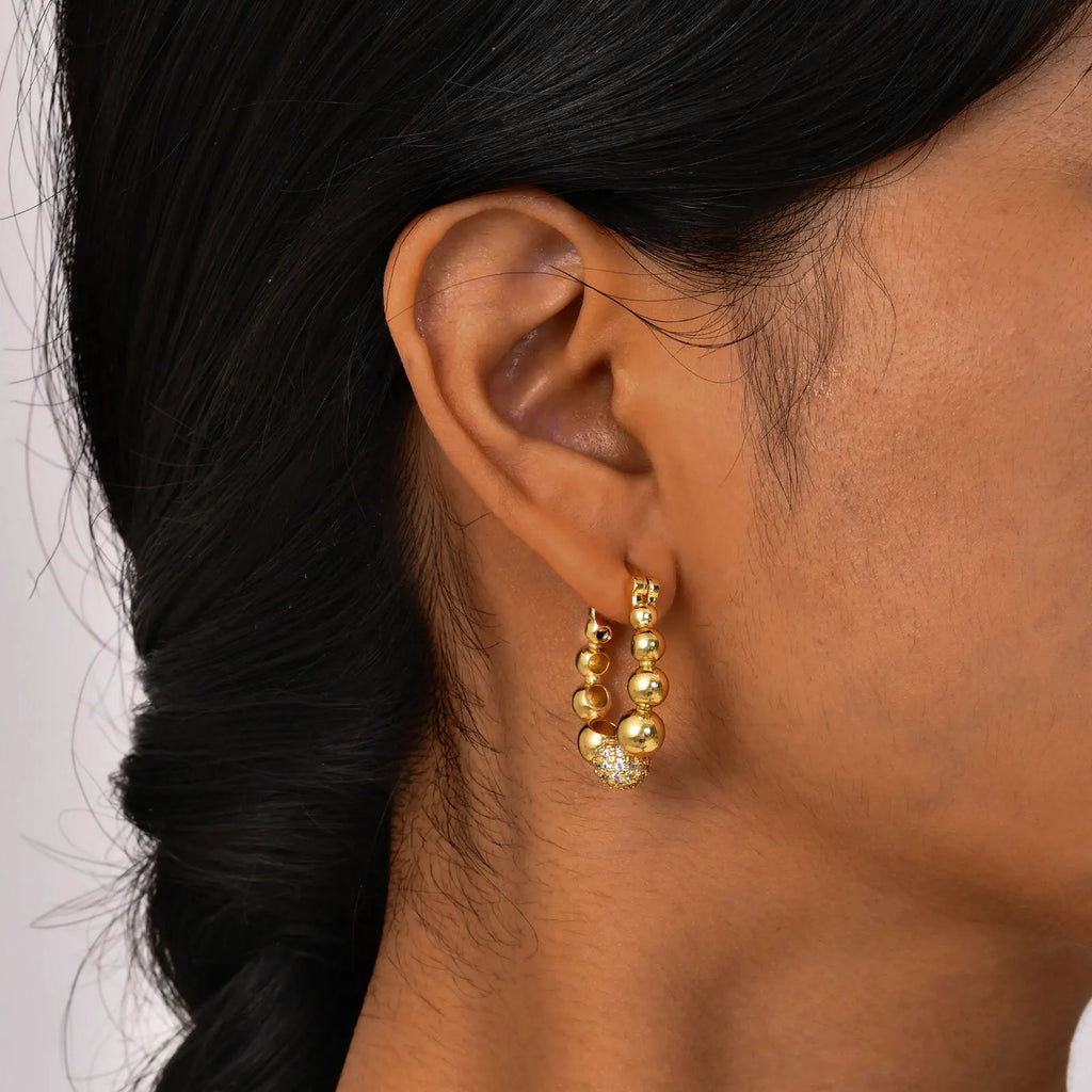 Chunky Huggies Hoop Earrings for Women, Statement Pave Cubic Zirconia Ear Jewelry Hypoallergenic