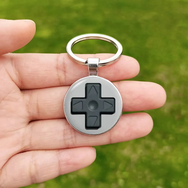 Game Controller Keychain Pendant Hip Hop Old Video Game Controller Picture Handmade Glass Cabochon Keychains Key Ring for Friend