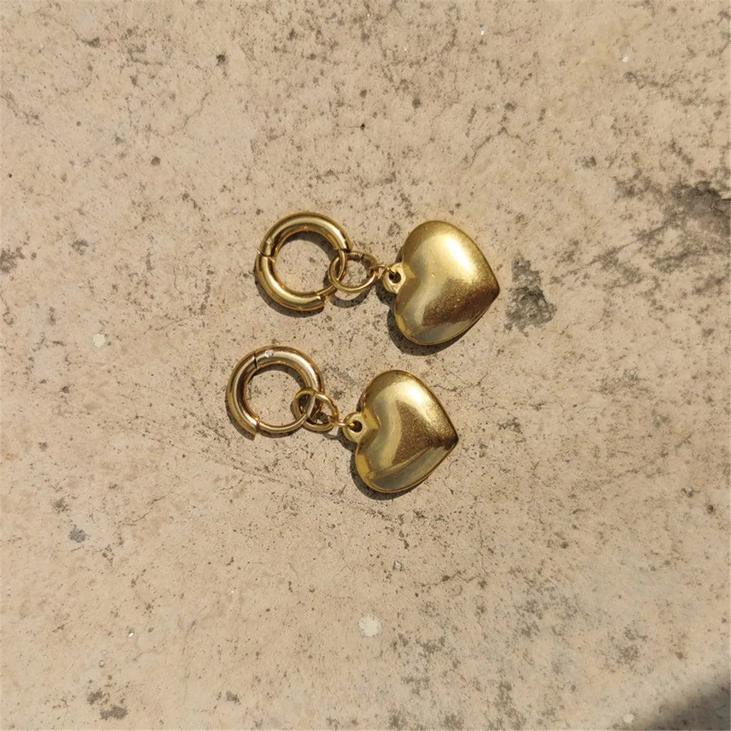 New Style Stainless Steel Heart Drop Huggie Earrings For Women Girlfriend Earrings Jewelry Valentine's Day Gifts