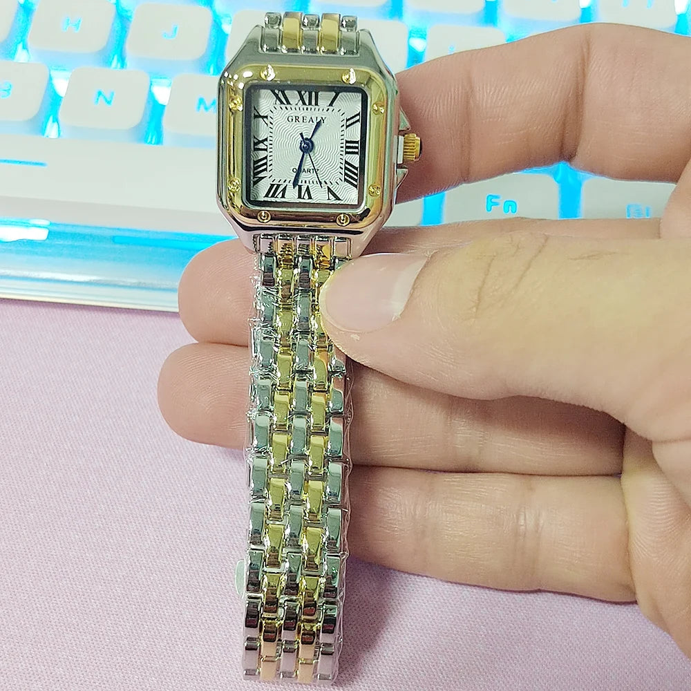 Luxury Women's Watches Classic Brand Square Ladies Quartz Wristwatches Alloy Strap Business Female Clock Bracelet watch