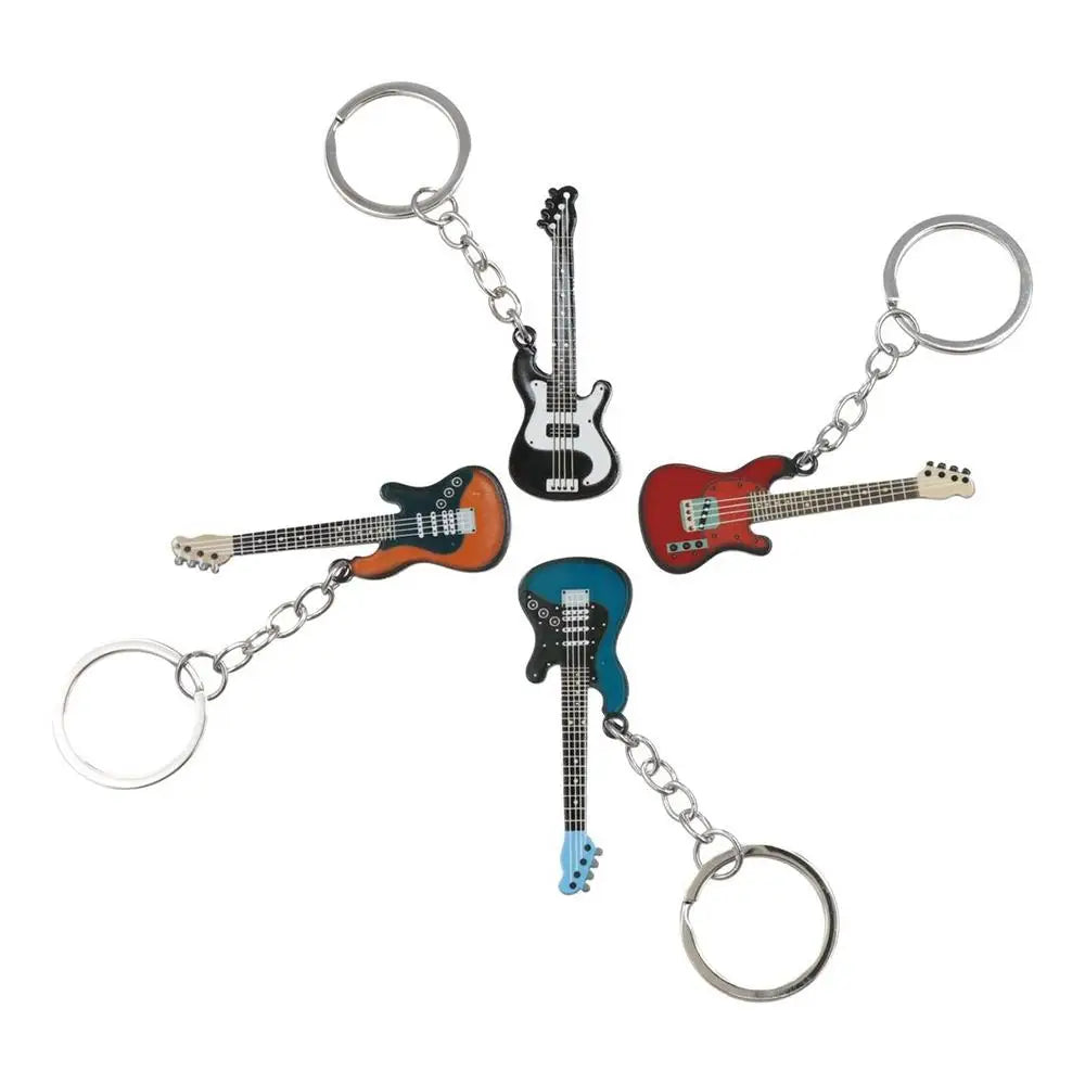 Key Chain Hip Hop Guitar Key Chain Cool Metal Guitar Keyring Creative Colorful Musical Instrument Keychain Man Women