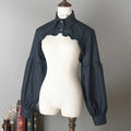 Women Puff Long Sleeve T Shirts Short Top Blouse Ruffled Button Detachable Spread Collar Sweater Decorative Accessories T Shirt