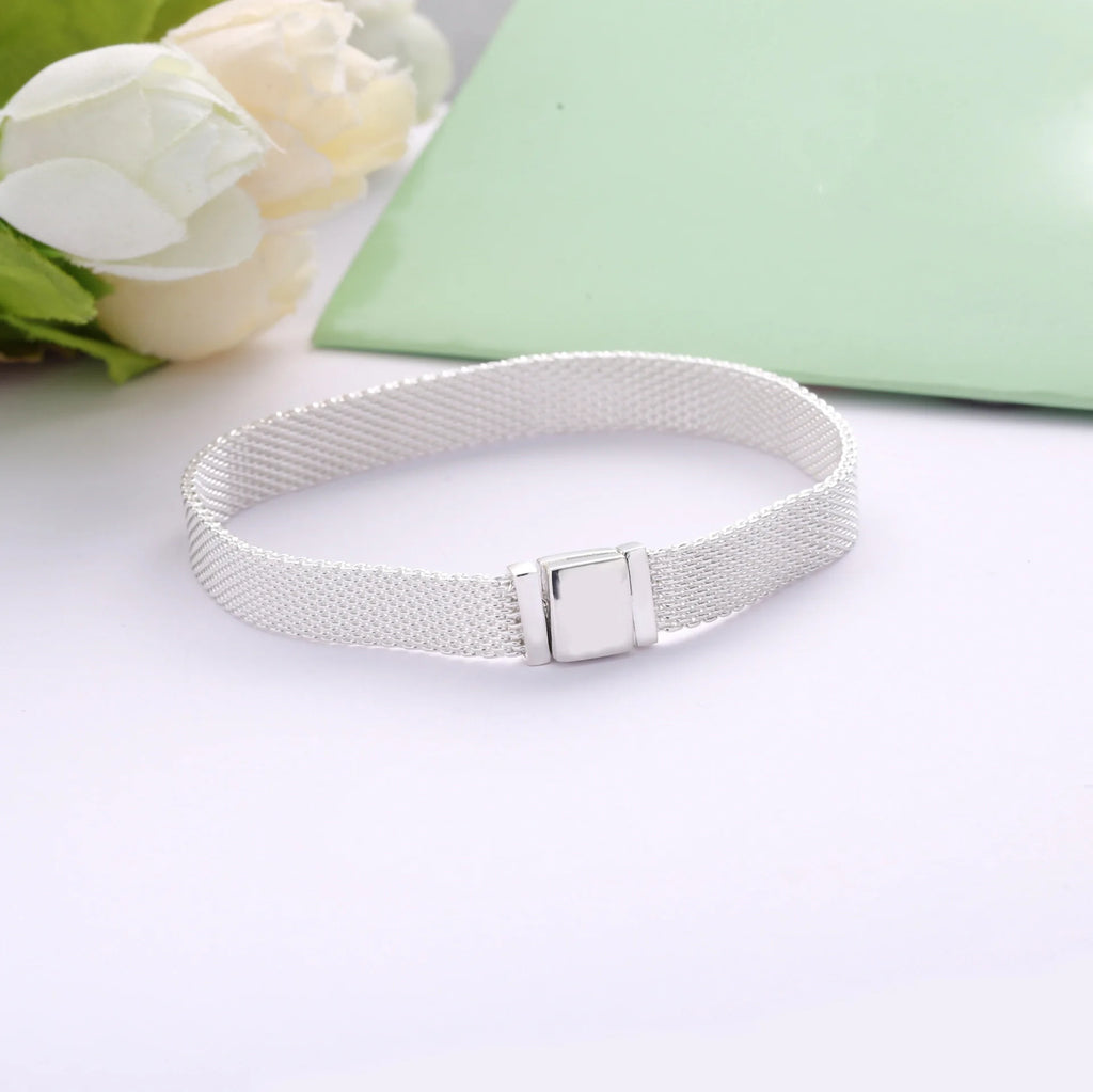 925 Sterling Silver Charm Bracelet for Women Snake Chain & Mesh Chain Design DIY Beads Compatible Fashion Fine Jewelry Gif