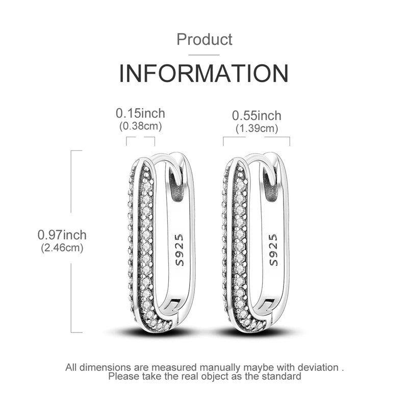 Earrings 925 Sterling Silver Hoop Earring Sparkling Pavé U-Shaped Double Hoop Earring for Women Girls Party Wedding Jewelry Gift