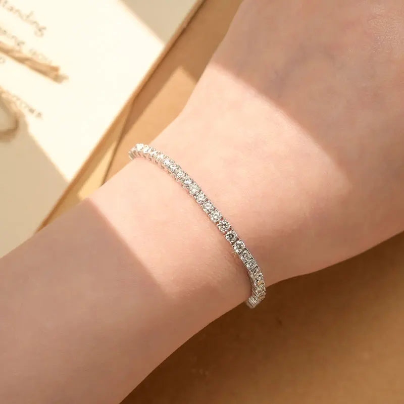 Lnngy Certified 3MM 0.1ct Full Moissanite Tennis Bracelet For Women Men 14K Gold Filled Bracelets Shiny Hand Jewelry Gift