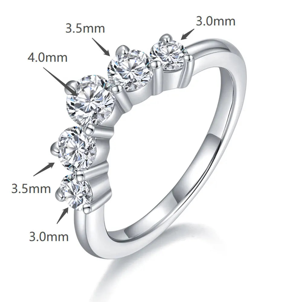 KNOBSPIN 8ct D Color All Moissanite Ring s925 Sliver Plated 18k White Gold Wedding Band Engagement Rings For Women Fine Jewelry